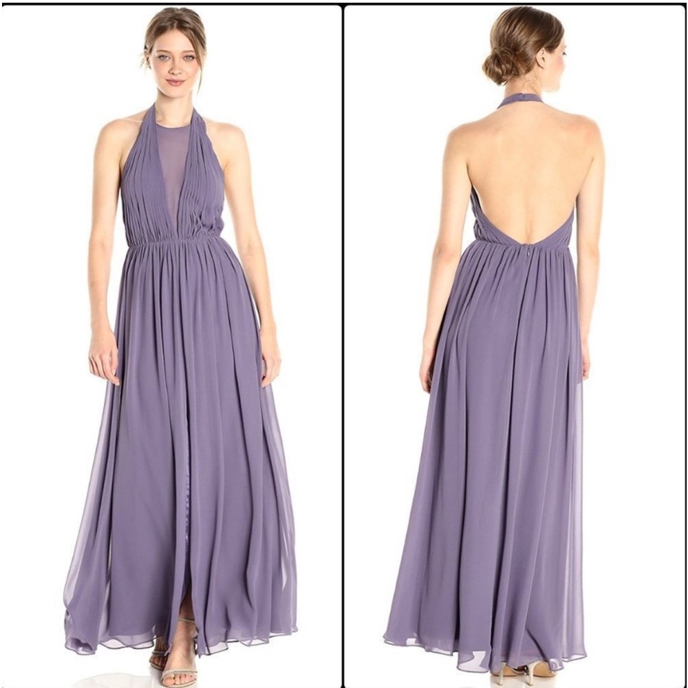 NWT-Vera Wang Women's Sleeveless Chiffon Halter Gown